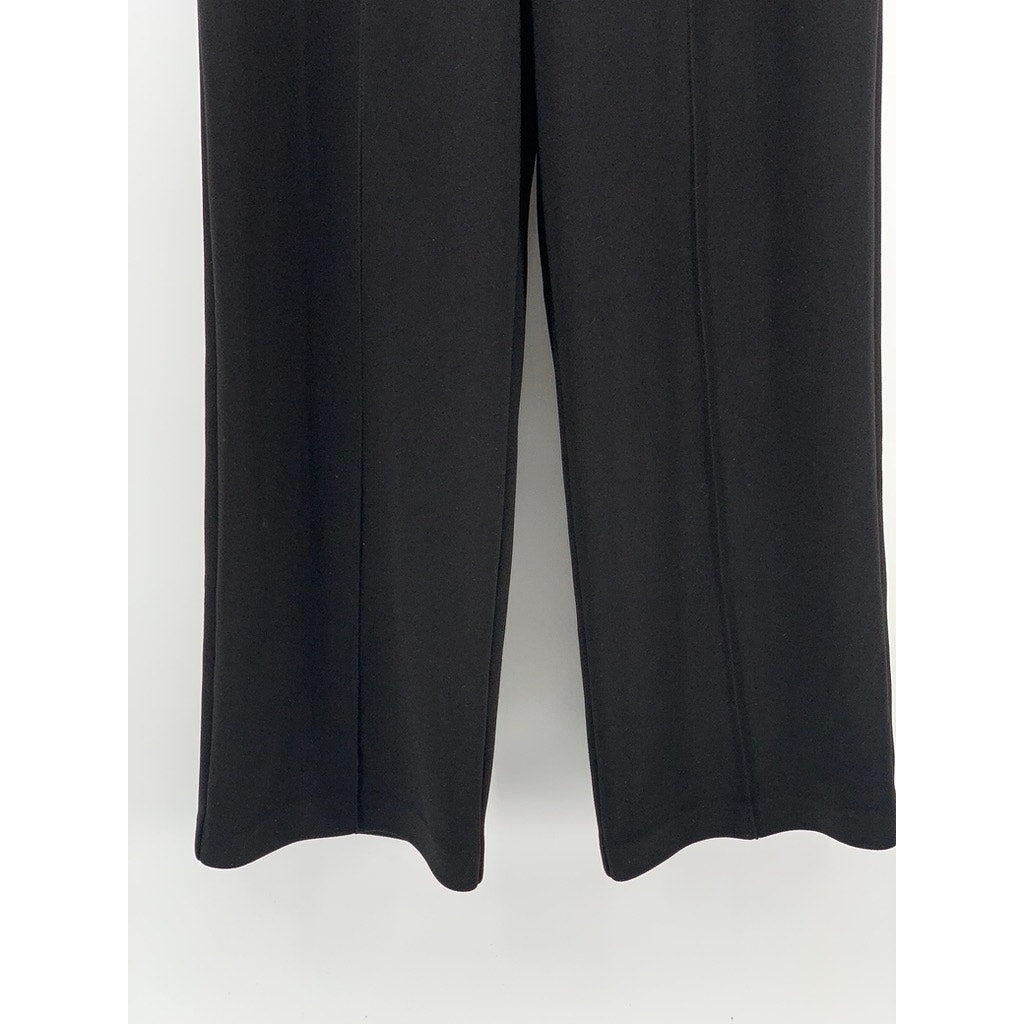 MEYOUR Women's Black Solid Stripe Wide-Leg Pull-On Pants SZ S