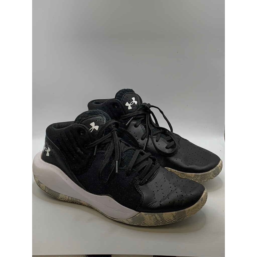 UNDER ARMOUR Kids Black-White Basketball Sneakers SZ 7Y