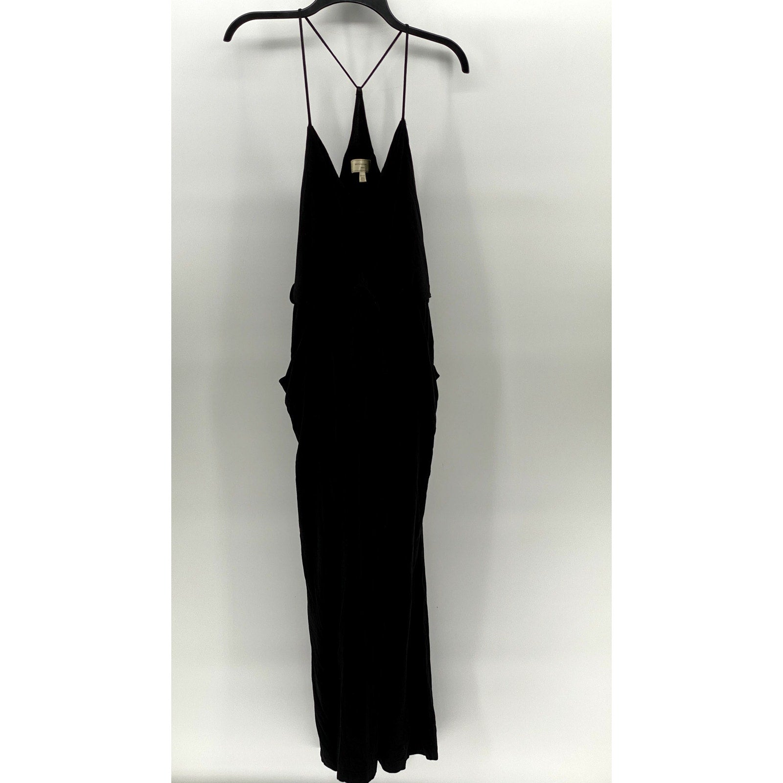 MOULINETTE SEOURS Women's Petite Black V-Neck Racerback Wide-Leg Jumpsuit SZ M/P