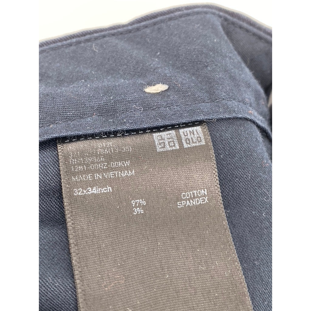 UNIQLO Men's Navy Blue Regular-Fit Straight-Leg Chino Pants SZ 32X34