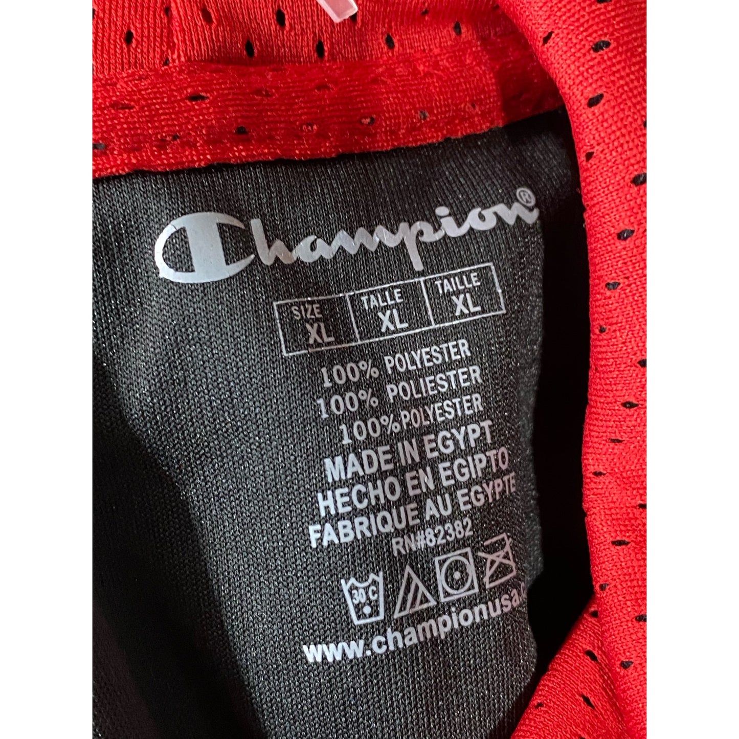 CHAMPION Men's Black/Red Graphic Classic-Fit Pullover Hoodie SZ XL