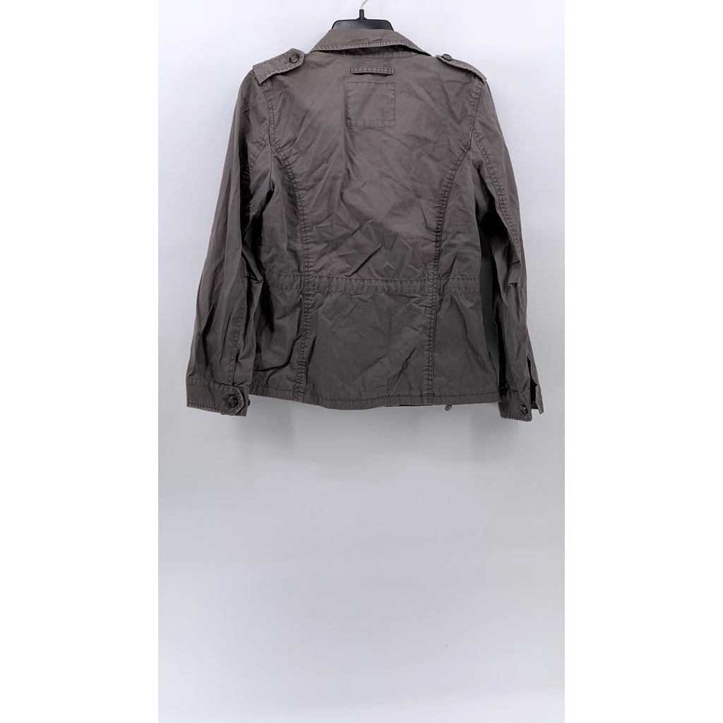 BANANA REPUBLIC Women's Gray Zip-Up Button Drawstring Long Sleeve Jacket SZ M