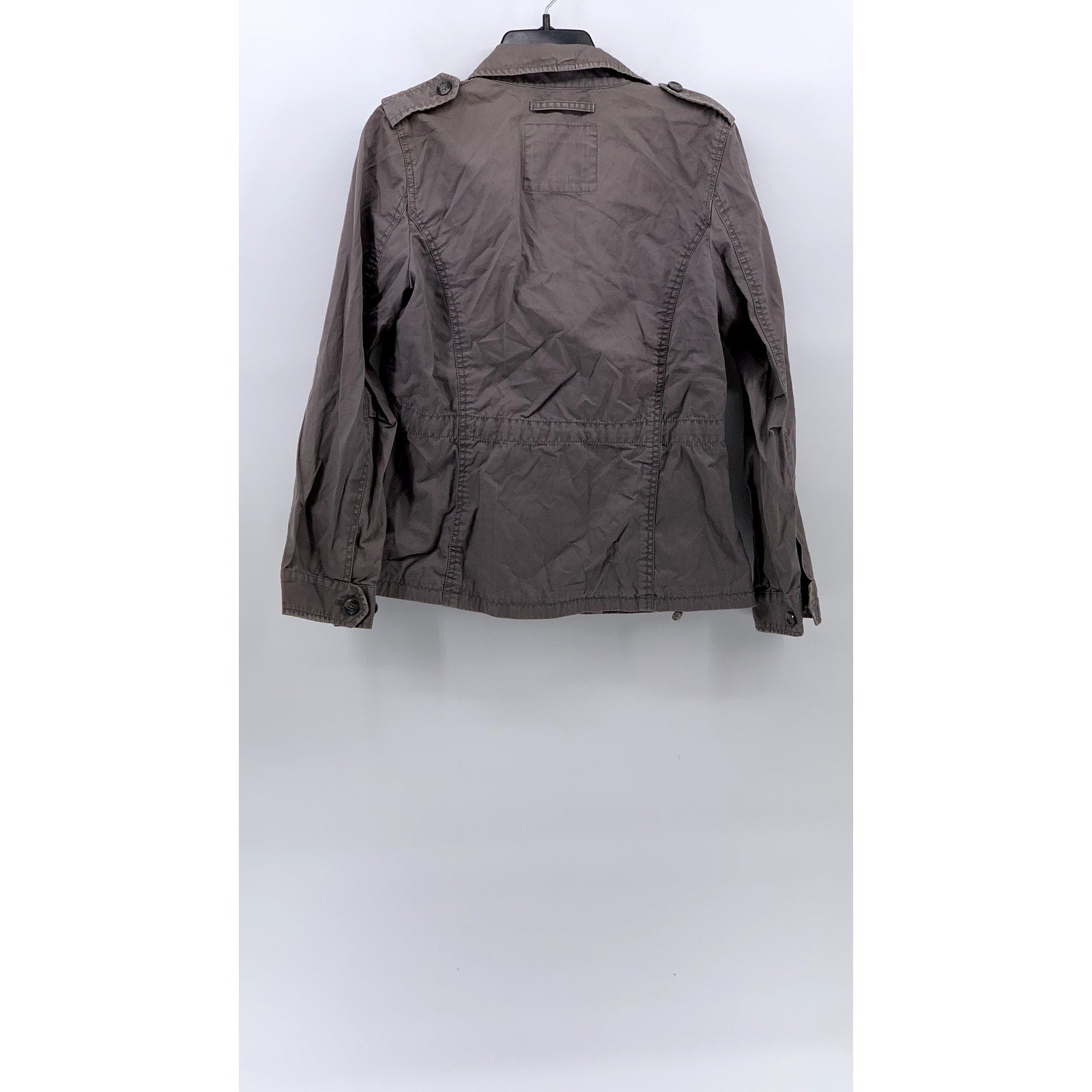 BANANA REPUBLIC Women's Gray Zip-Up Button Drawstring Long Sleeve Jacket SZ M