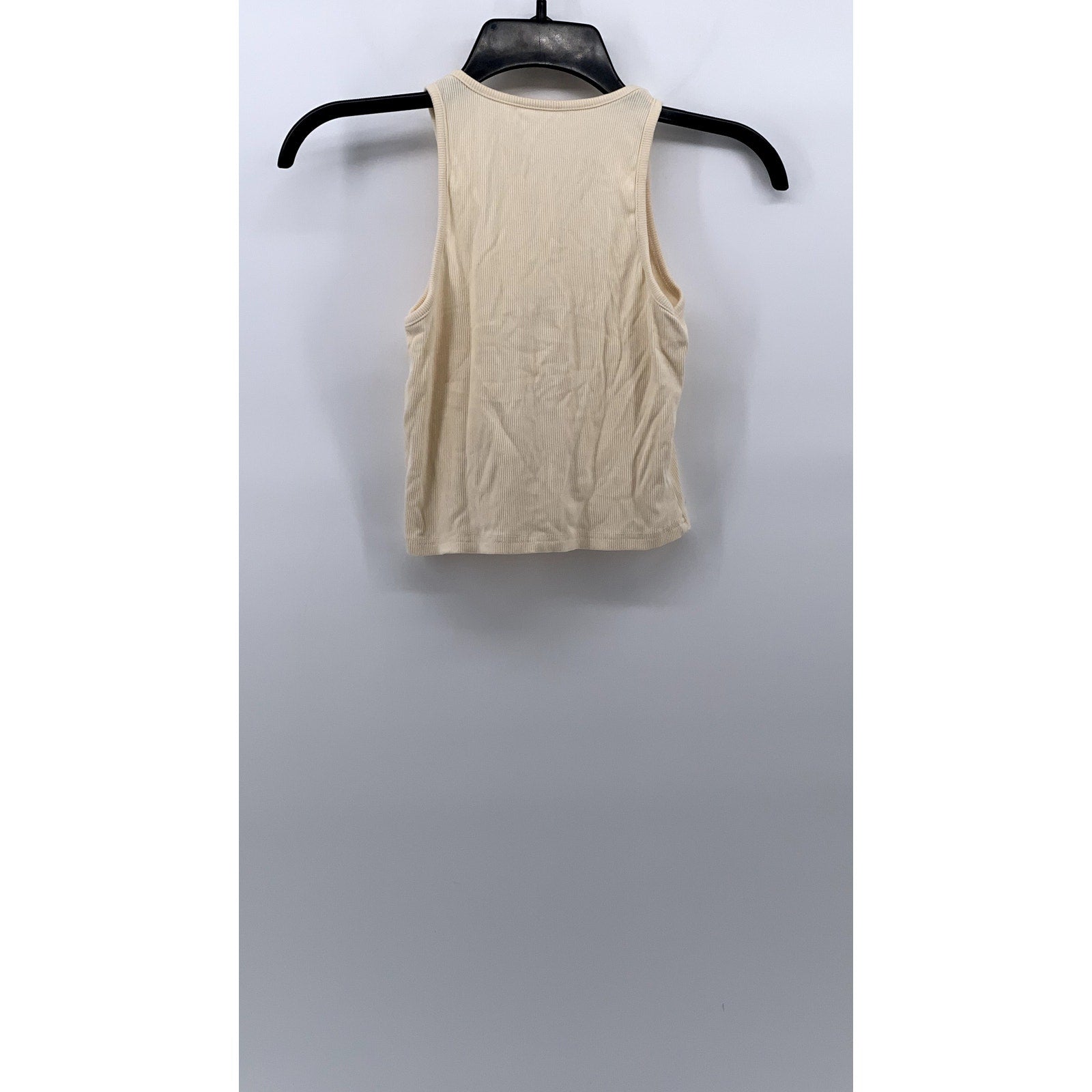 UNBRANDED Women’s Beige Crewneck Ribbed Casual Cropped Tank Top SZ M
