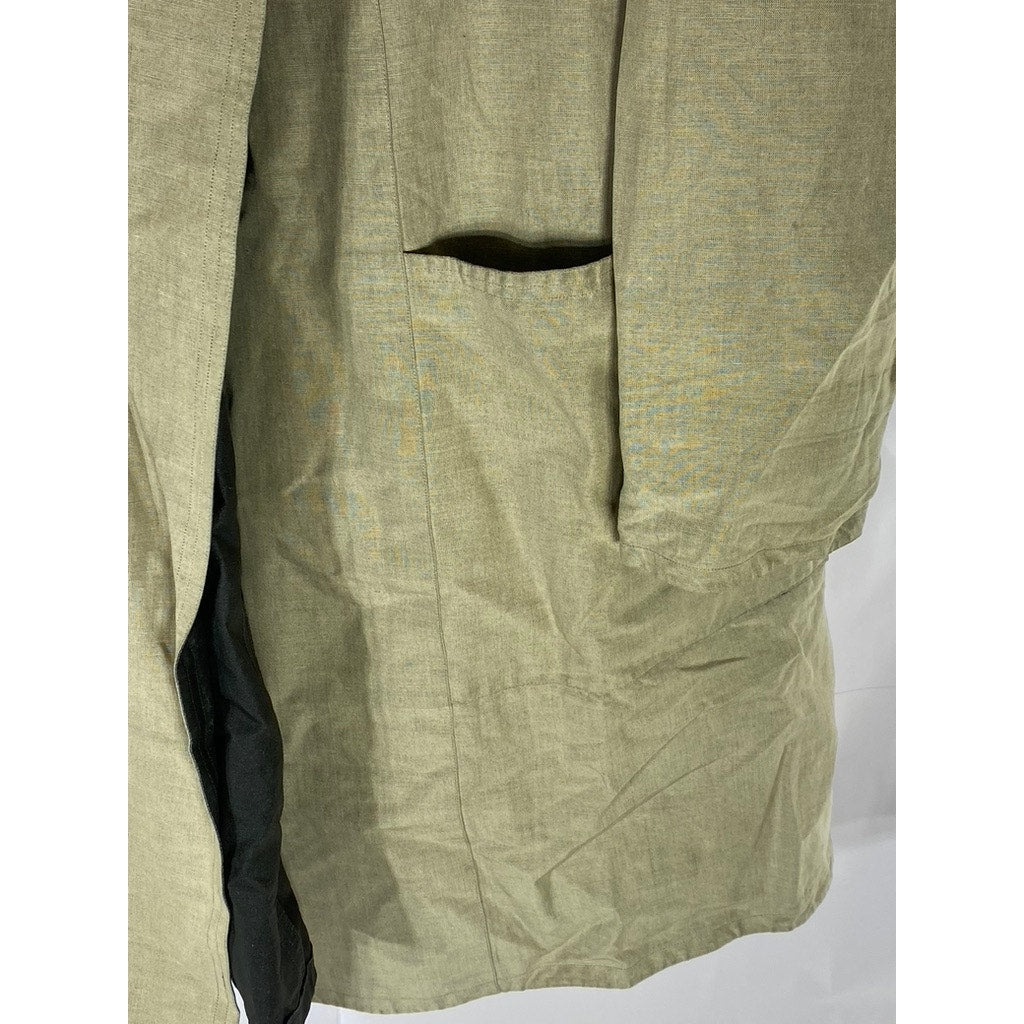 DANA BUCHMAN Women's Vintage Tan-Black Linen-Blend Asymmetrical Coat SZ 8