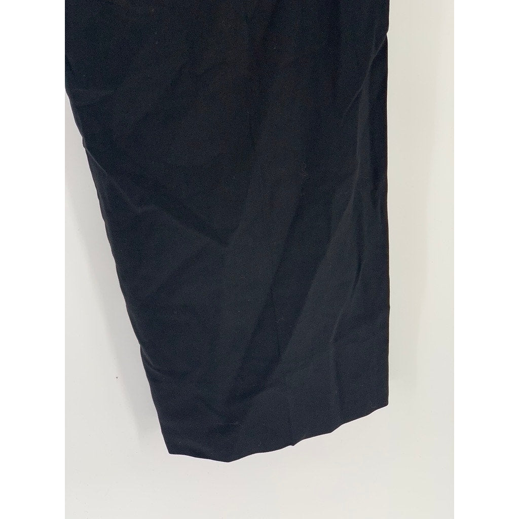 UNBRANDED Men's Black Solid Flat Front Straight-Leg Regular Fit Pants SZ 46