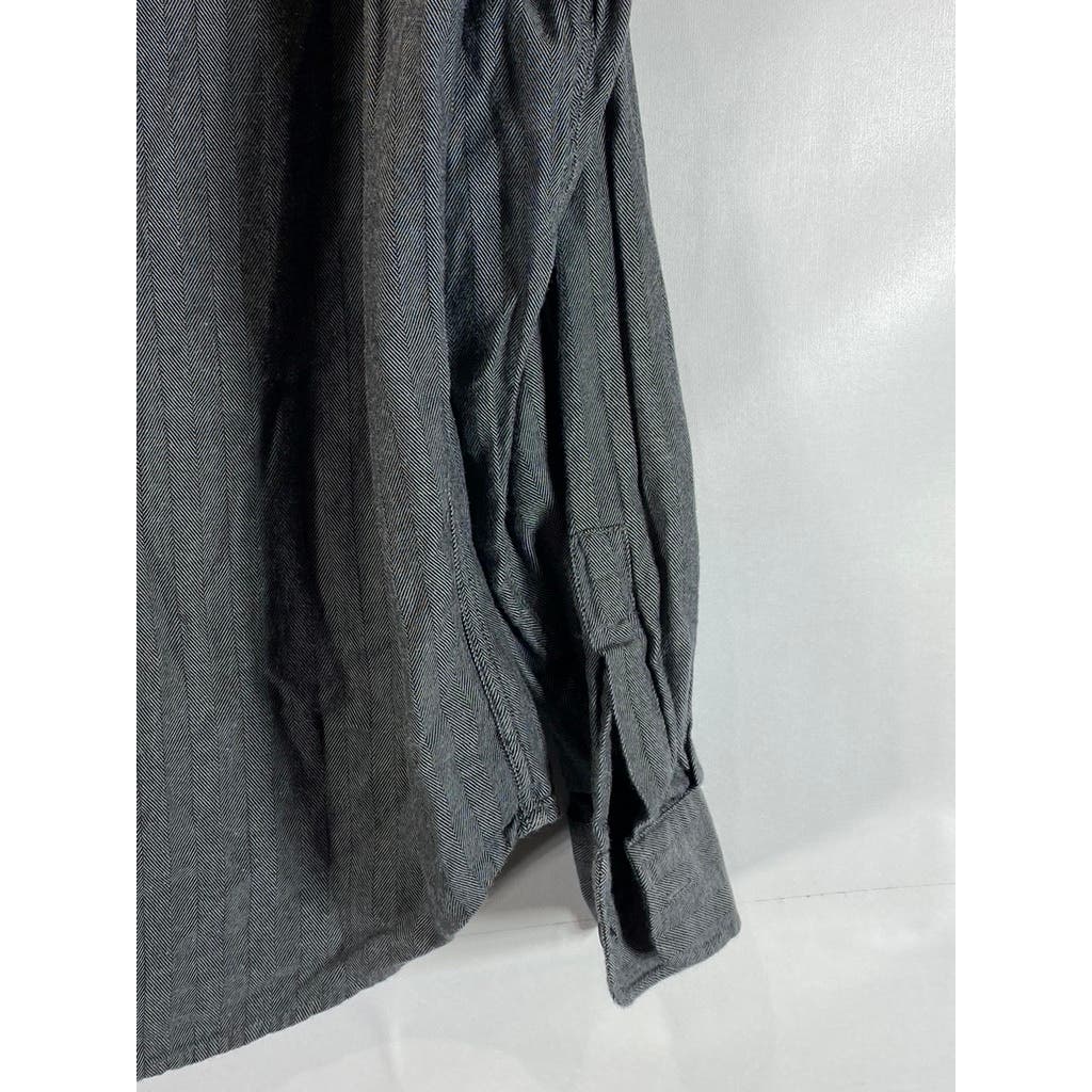AMERICAN EAGLE Men's Charcoal Herringbone Button-Up Long Sleeve Shirt SZ L