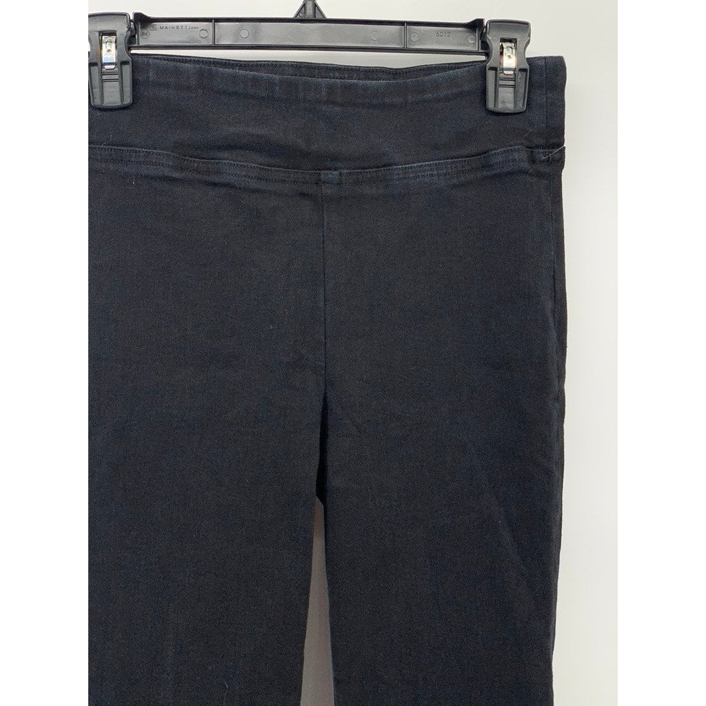 FRAME Women's Black Solid The Jetset Crop Mini Boot High-Rise Stretch Pants SZ 1