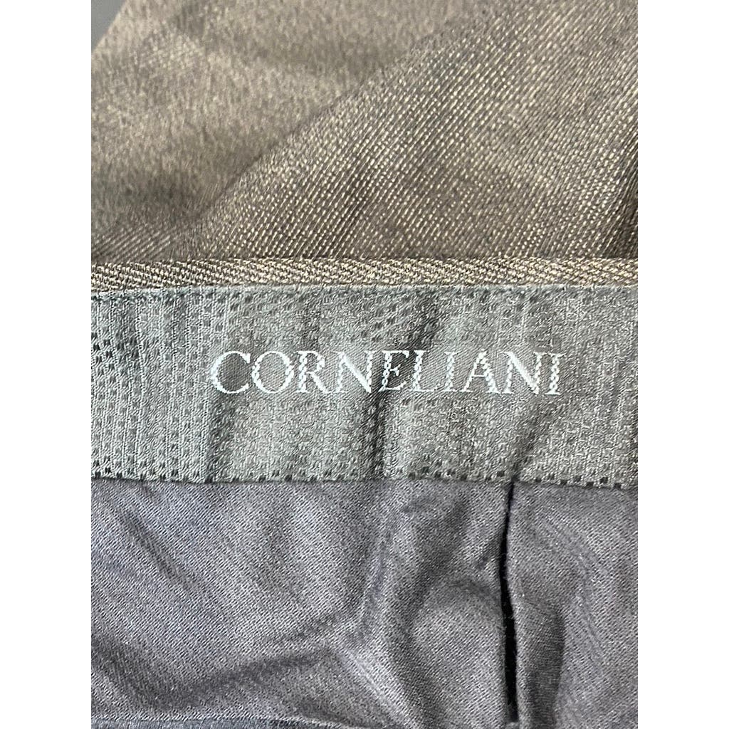 CORNELIANI Men's Brown Pleated Regular-Fit Wool Flat Front Dress Pants SZ 36R