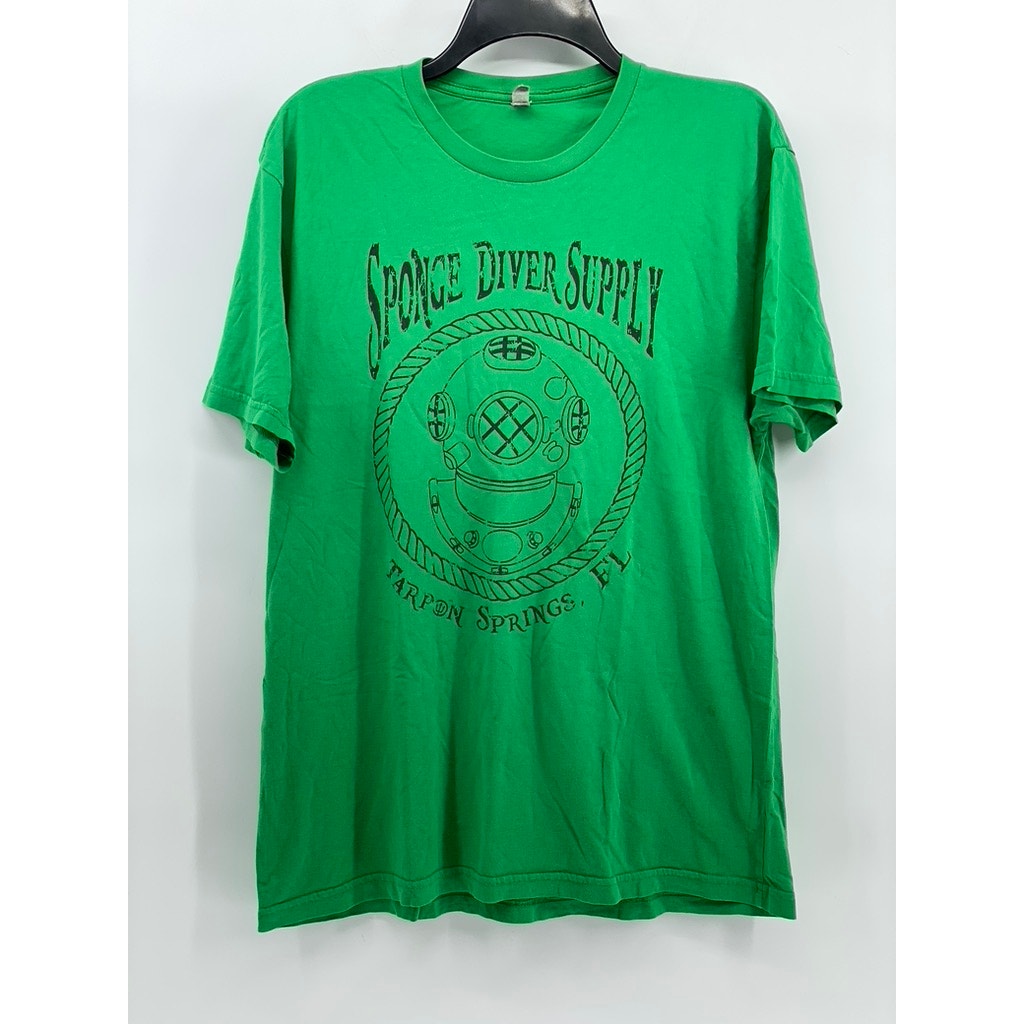 UNBRANDED Men's Green Sponge Diver Supply Graphic Short Sleeve T-Shirt SZ L