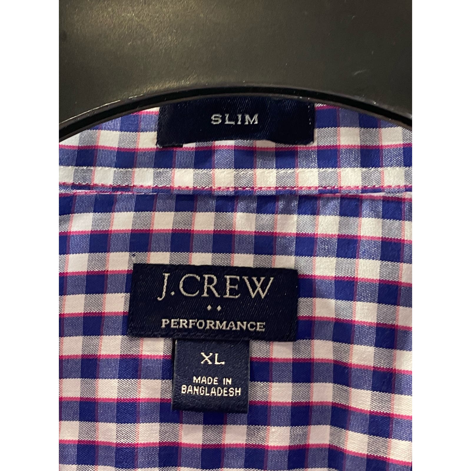 J. CREW Men's Blue Gingham Slim-Fit Performance Button-Up Long-Sleeve Shirt SZXL