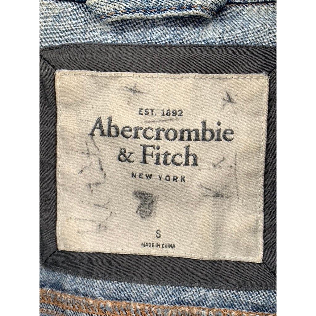 ABERCROMBIE & FITCH Women's Blue Denim Distressed Jean Jacket SZ S