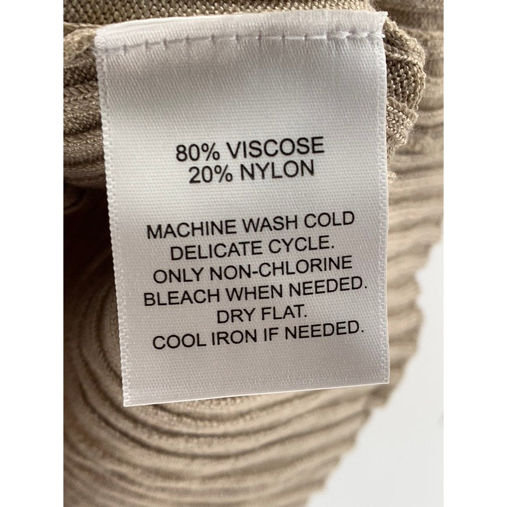 CALLIGRAPHIE Women's Tan Ribbed V-Neck Button-Up Cardigan SZ S