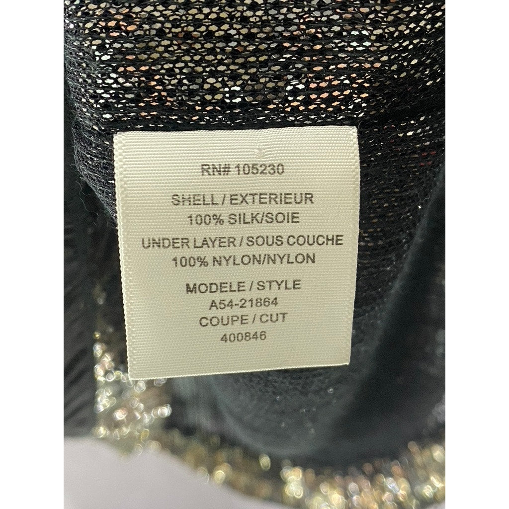 JOIE Women's Black Deep Scoop-Neck Sequin Embellished Sheer Layered Tank Top SZM