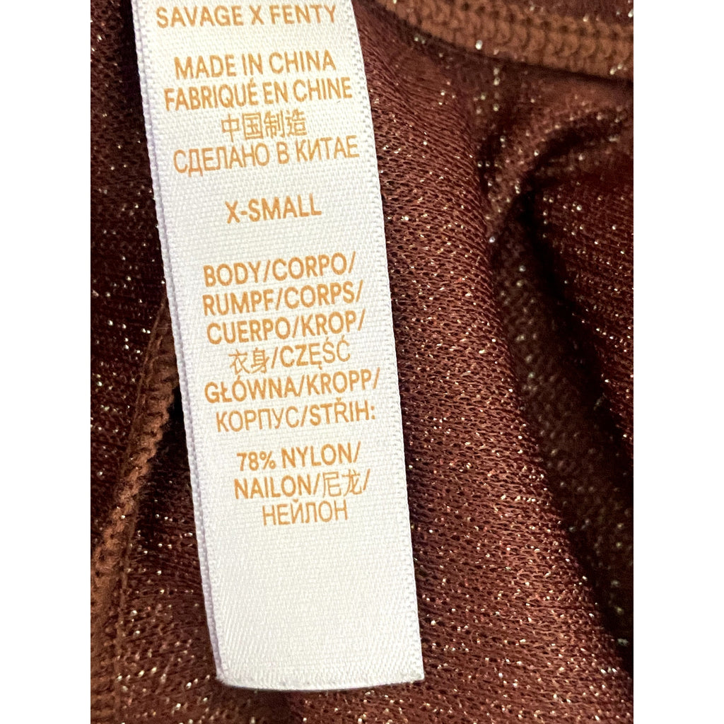 SAVAGE X FENTY Women’s Red Cocoa Metallic Cutout Tie-Waist Booty Shorts SZ XS