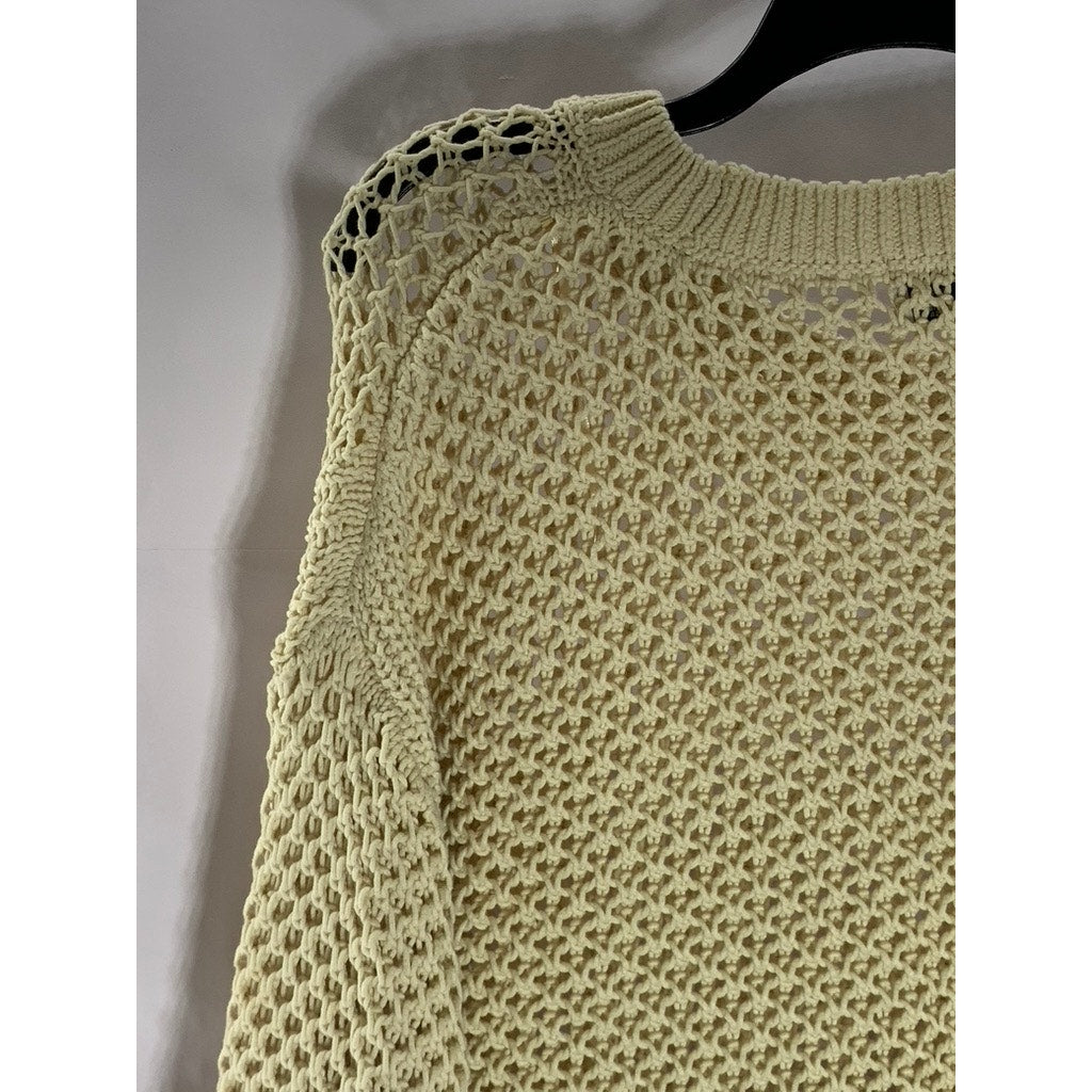 RITA ORA X PRIMARK Women's Tan Crochet Knit Crewneck Regular Fit Sweater SZ XL