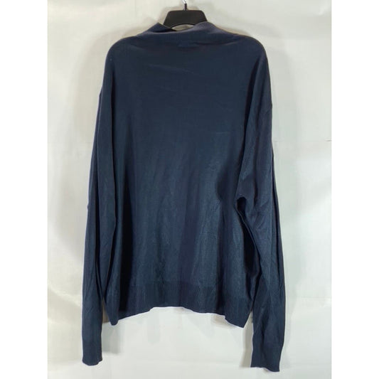 BAGAZIO Men's Navy Blue Acrylic Mock Neck Pullover Knit Sweater SZ 2X