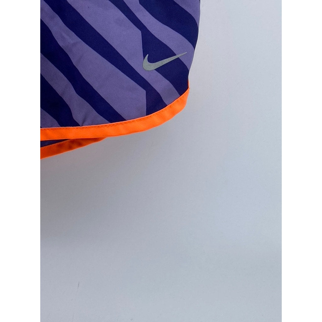 NIKE Women's Purple-Orange Striped Drawstring Dri-Fit Running Shorts SZ S