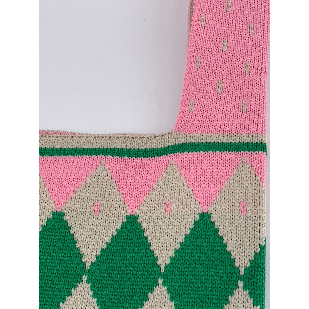 UNBRANDED Women's Pink-Blue-Green Rabbit Print Handmade Small Tote Bag SZ OS