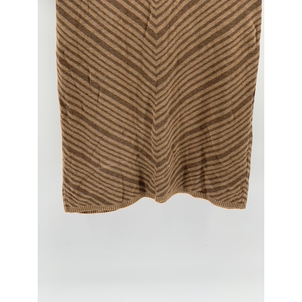 MAX STUDIO Women’s Brown Two-Tone Diagonal Stripe V-Neck Sweater Dress SZ S