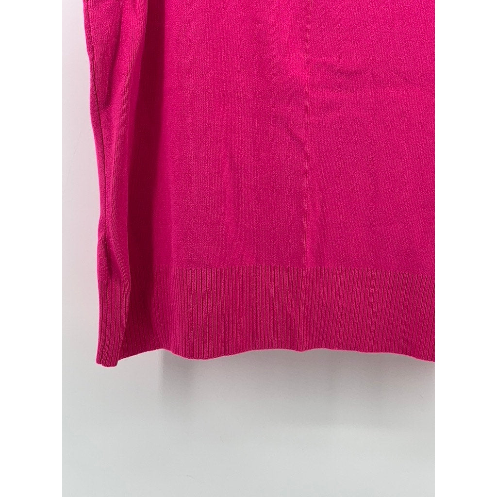 CABLE & GUAGE Women's Petite Fuchsia Pink Ribbed Crewneck Tank Top SZ PM