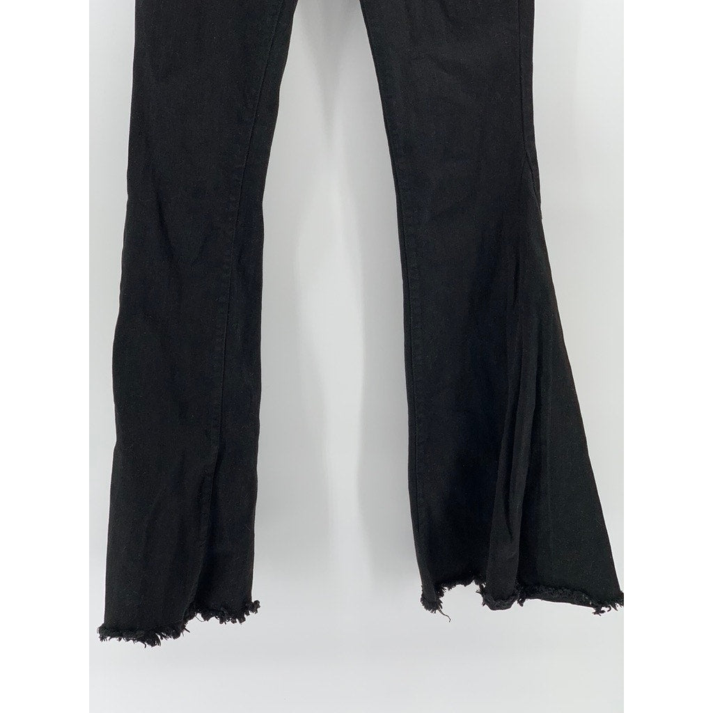 SAINTS AND HEARTS Women's Black Frayed Flare Jeans SZ M