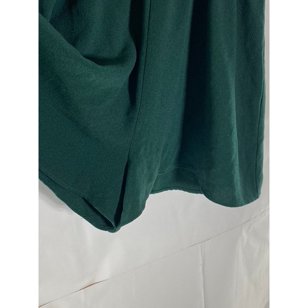 LEITH Women's Dark Green Emerald V-Neck Flowy Short Sleeve Tie-Back Romper SZ M