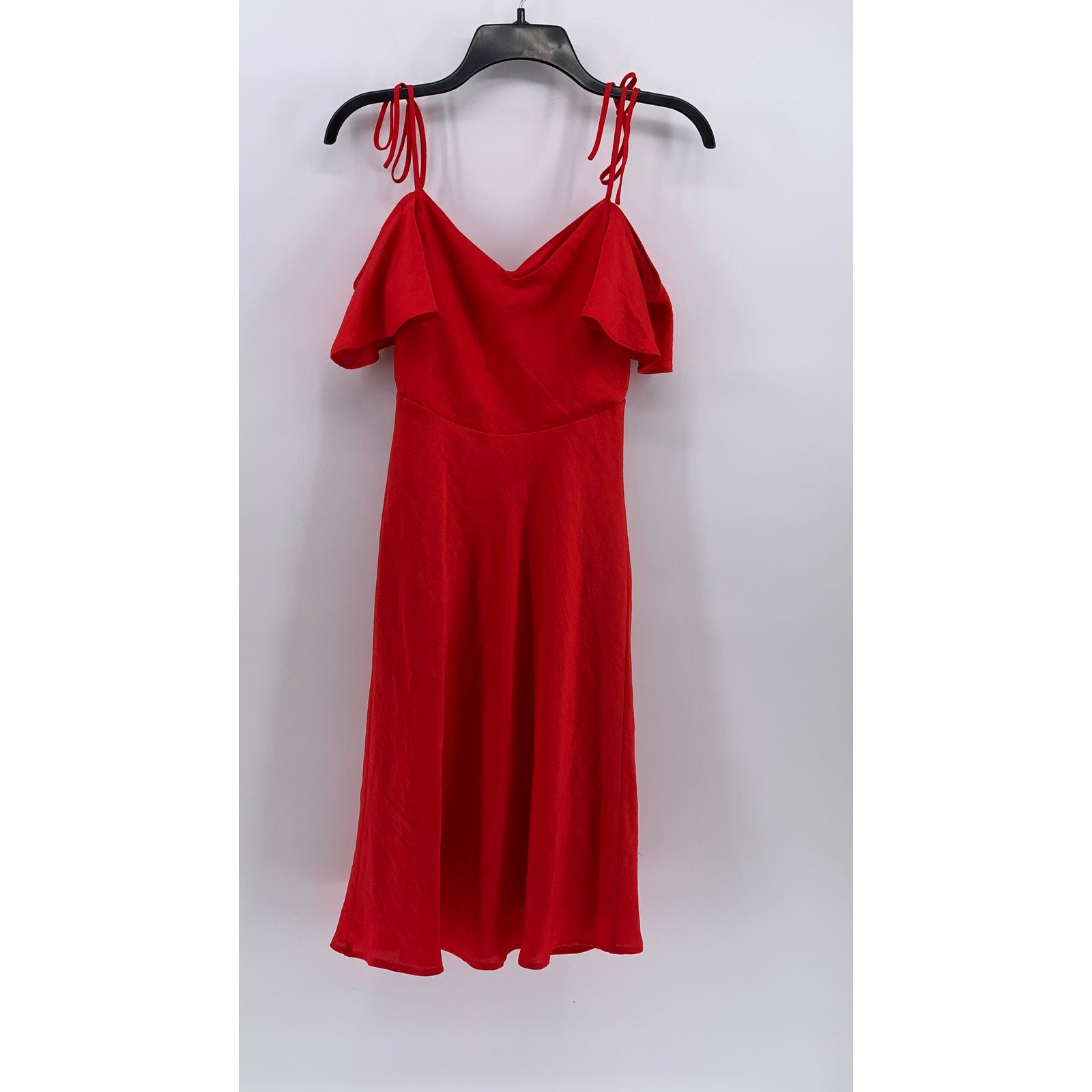 EXPRESS Women’s Red Off-The-Shoulder Ruffle Sleeve A-Line Midi Dress SZ XS
