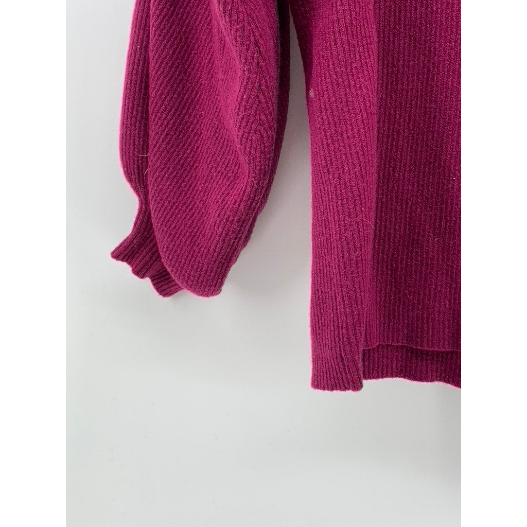 Women's Burgundy Soft Knit Mock-Neck Long Sleeve Pullover Sweater SZ M