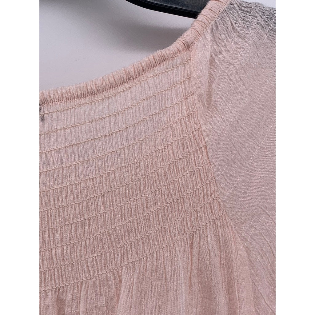 ZAC & RACHEL Women's Light Pink Flare Elbow Sleeve Top SZ L