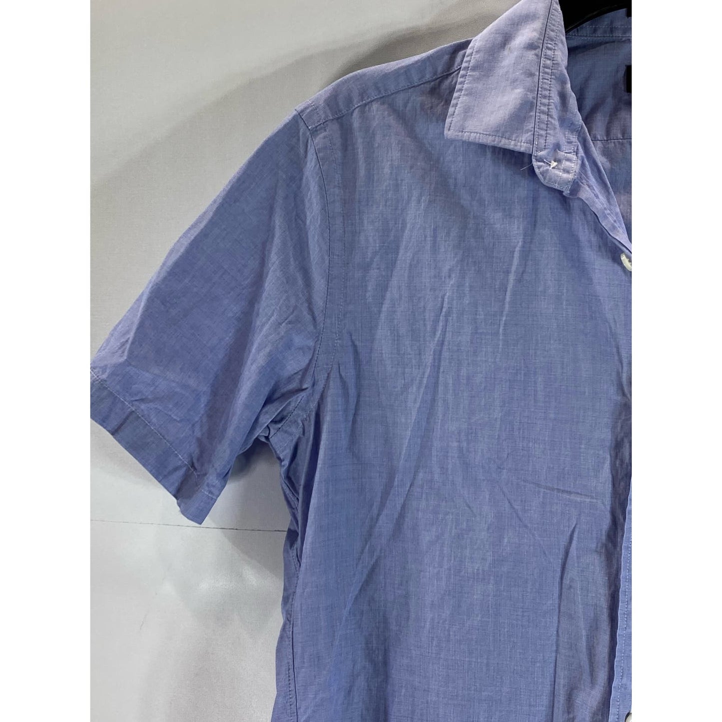 J. CREW Men's Blue 120's 2-Ply Cotton Ludlow Button-Up Short Sleeve Shirt SZ S