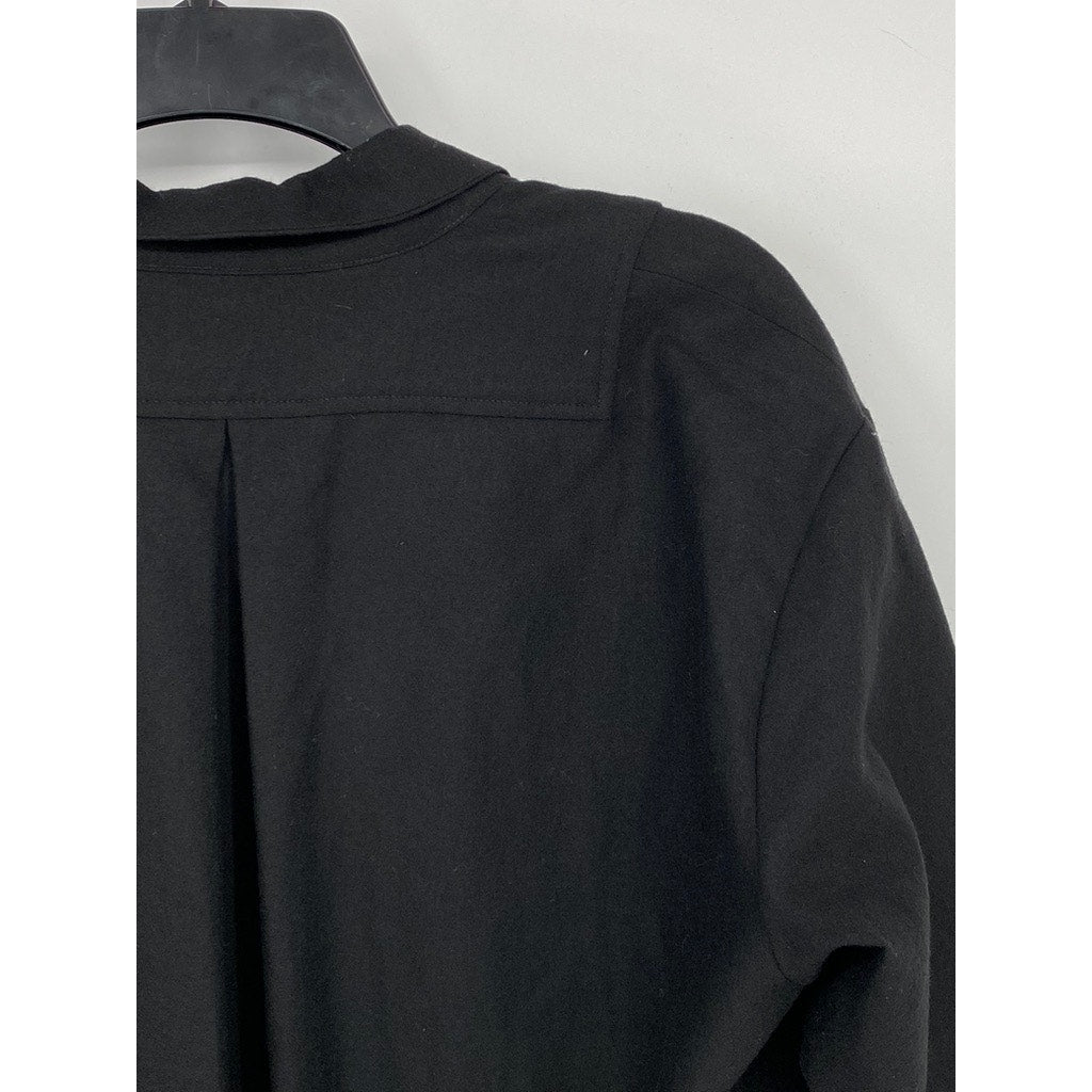 HARFORD Women's Black Wool Button-Up Long Sleeve Long Coat SZ 3