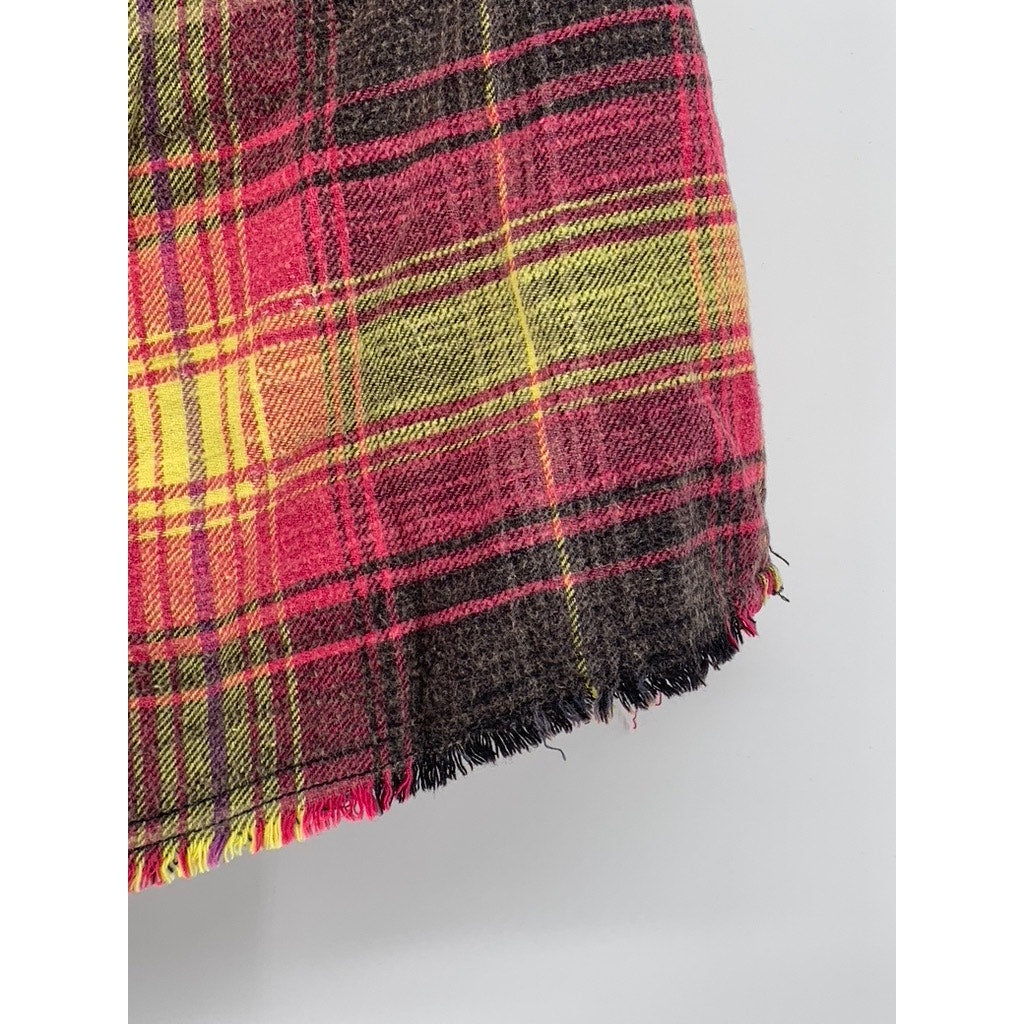 URBAND OUTFITTERS Women's Red-Black-Yellow Plaid Wrap Grunge Mini Skirt SZ S