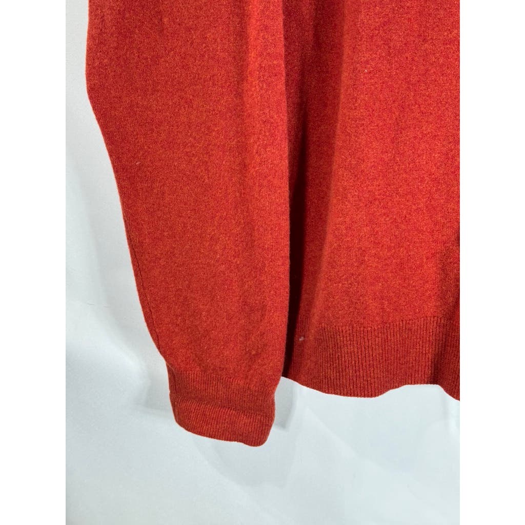 NEIMAN MARCUS Men's Orange Cloud Cashmere V-Neck Pullover Sweater SZ 2XL