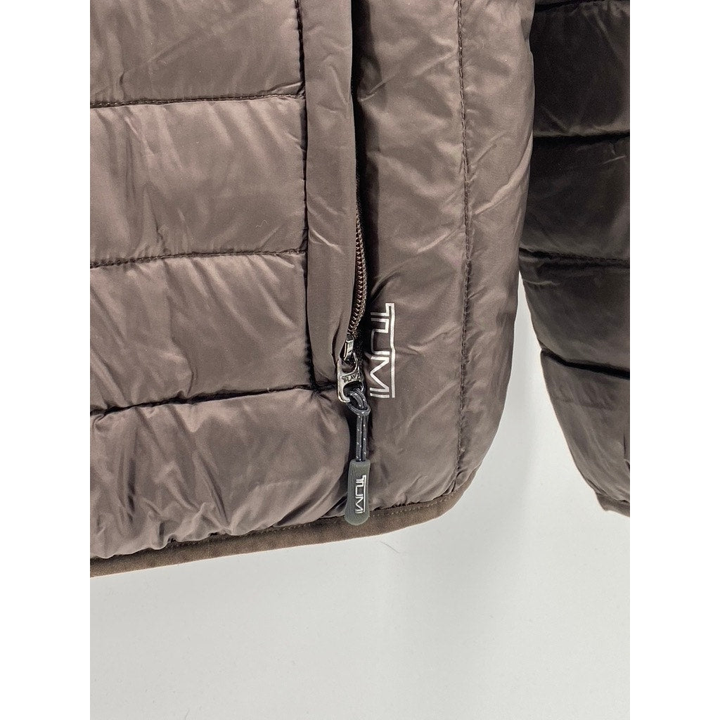 TUMI PAX Men's Brown Zip-Up Packable Puffer Jacket SZ S