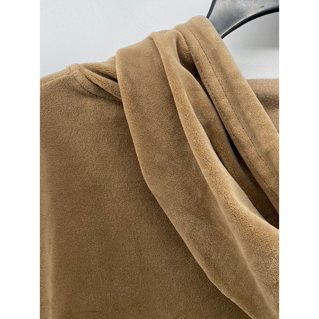 ROMA CONCEPTS By ROSEE Women's Brown Faux Suede Pullover Cropped Hoodie SZ M