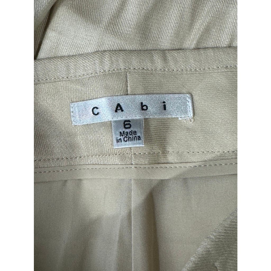 CABI Women's Beige Everly Linen Blend Straight Wide-Leg Pants SZ 6