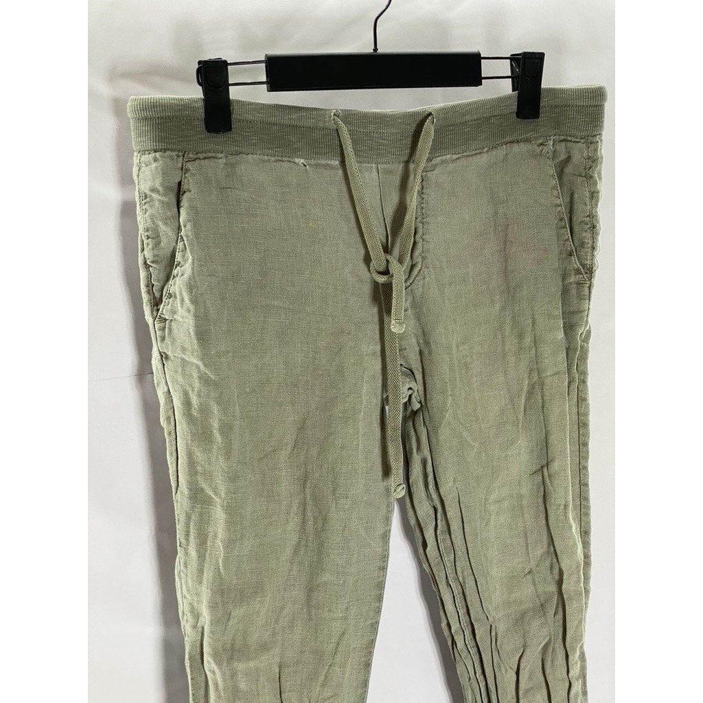 JAMES PERSE Standard Women's Light Gray Lightweight Linen Straight-Leg Pant SZ 1