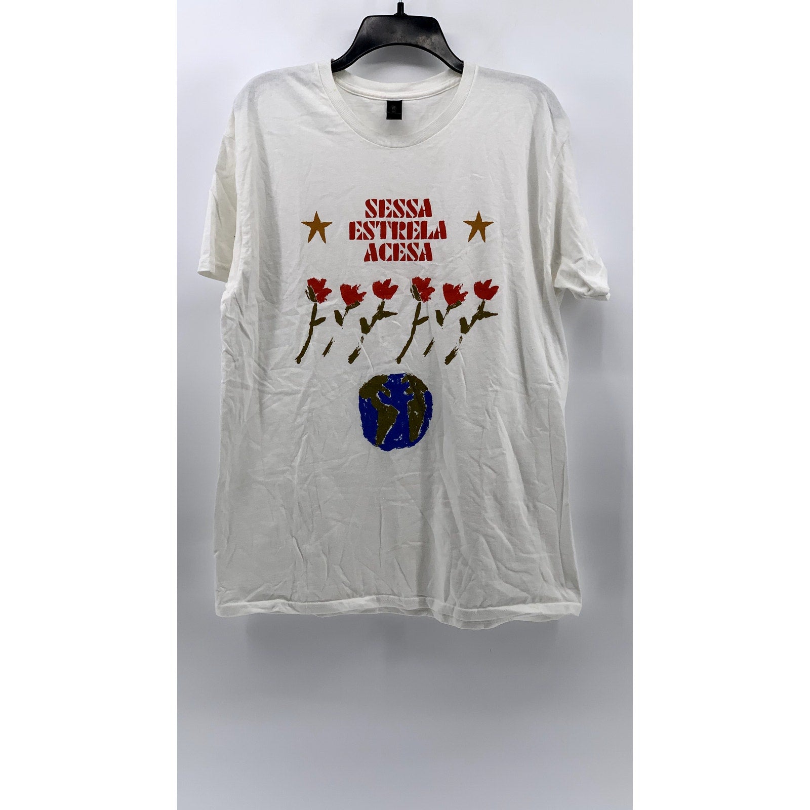 GILDAN Men's White Graphic Short Sleeve T-Shirt SZ L