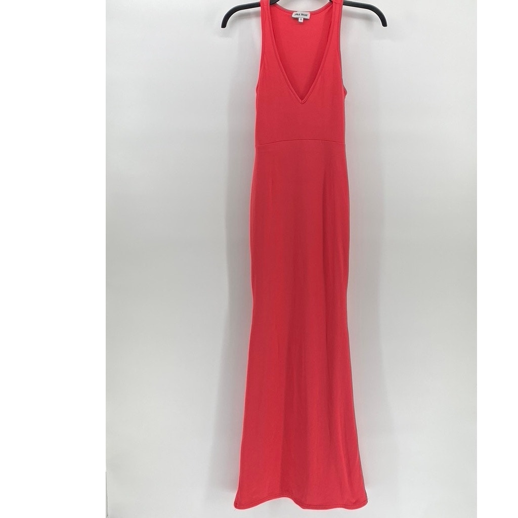 PUBLIC DESIRE Women's Pink Double Layer V-Neck Racerback Tank Maxi Dress SZ 8