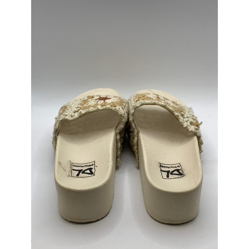 DIRTY LAUNDRY Women's Beige Knit Worble Slip-On Wedge Sandals SZ 7