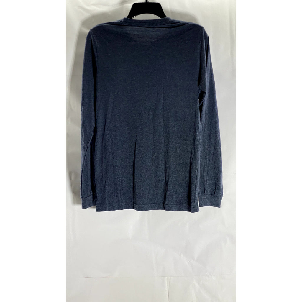 BELLA+CANVAS Unisex Blue Heather CVC Graphic Long Sleeve Crewneck T-Shirt SZ S