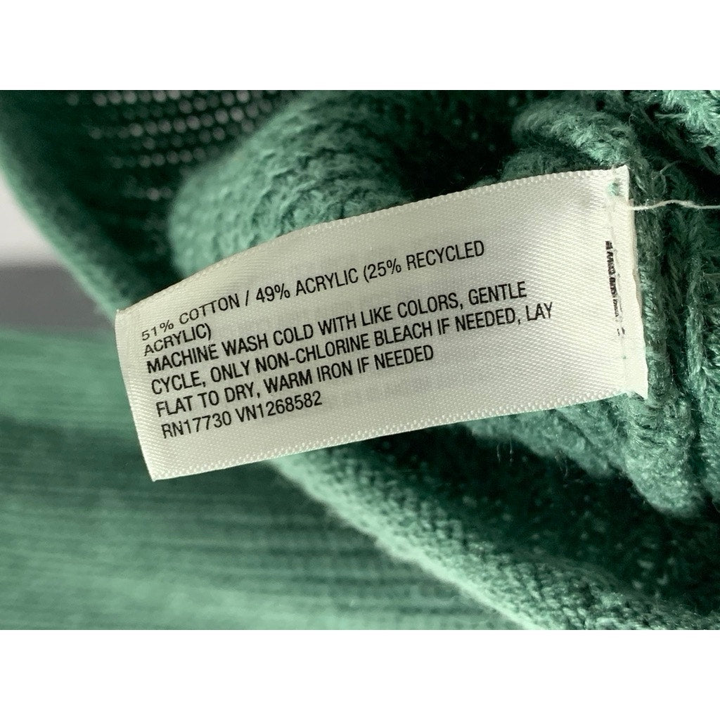 WILD FABLE Women's Dark Green Rib Knit Crewneck Long Sleeve Cropped Sweater SZ M