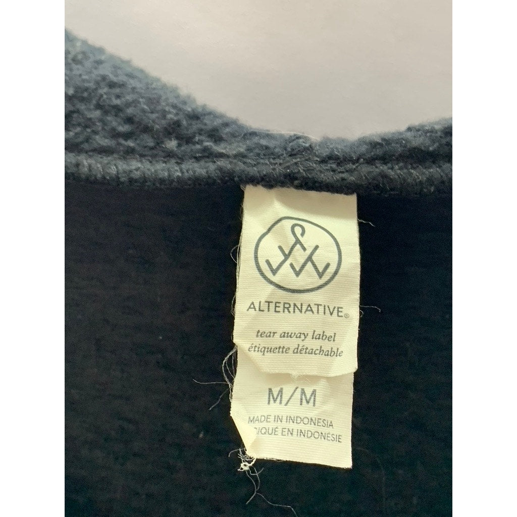 ALTERNATIVE Women's Black Giant Spoon Coordinates Graphic Zip-Up Sweater SZ M