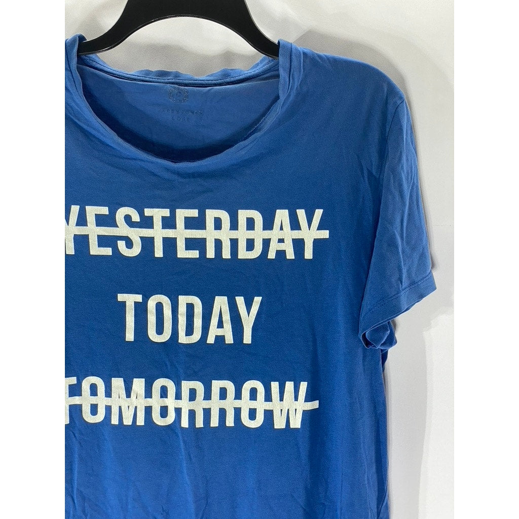 JACK JONES Men's Dark Blue "Yesterday Today Tomorrow" Logo Crewneck T-Shirt SZ L