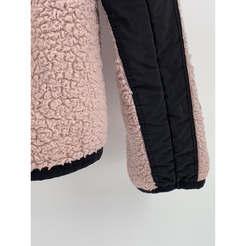 CALVIN KLEIN Women’s Pink-Black Sherpa Fleece Zip-Up Jacket SZ S