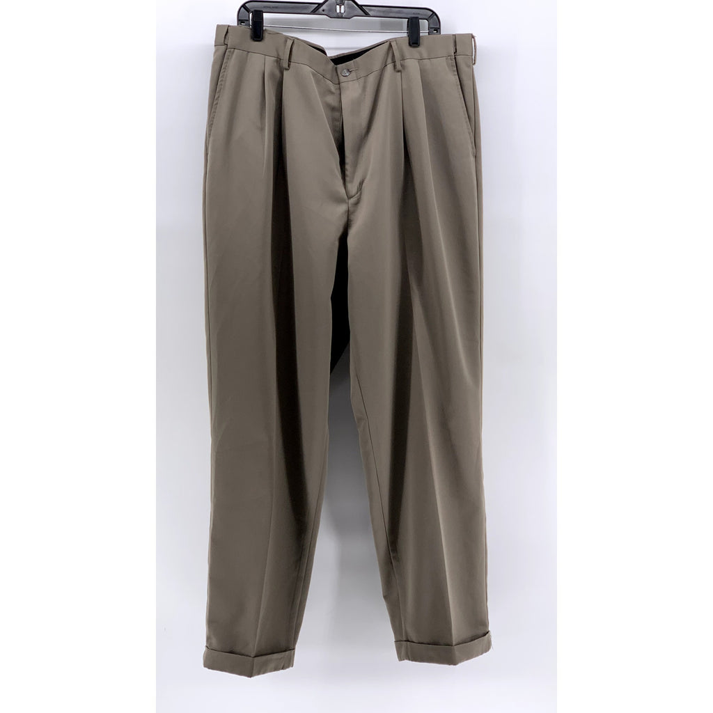 BILL BLASS Men's Vintage y2k Straight Leg Cuffed Tan Flat Front Pants SZ 40x32