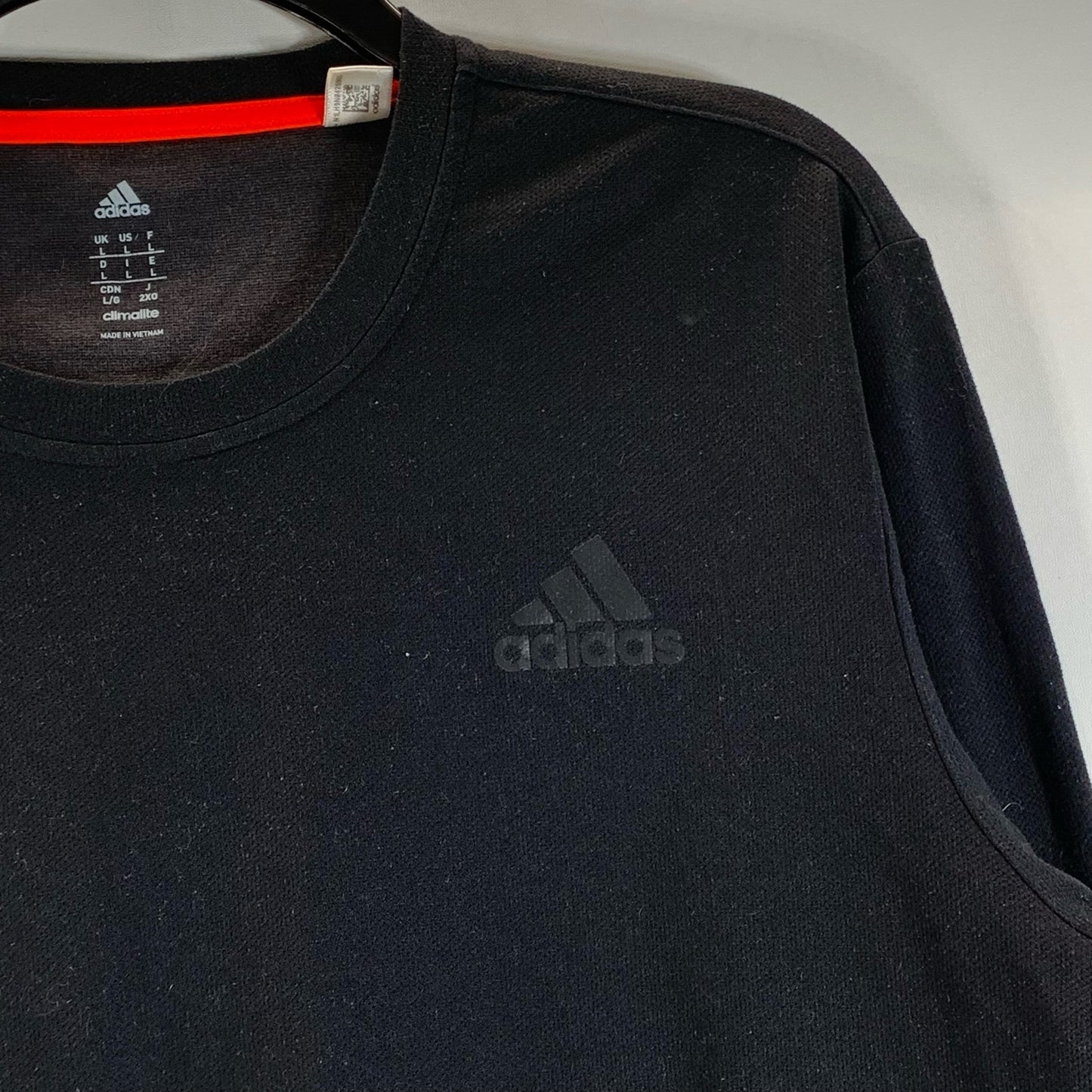 ADIDAS Men's Black/Teal Colorblock Athlete ID Crewneck Long Sleeve T-Shirt SZ L