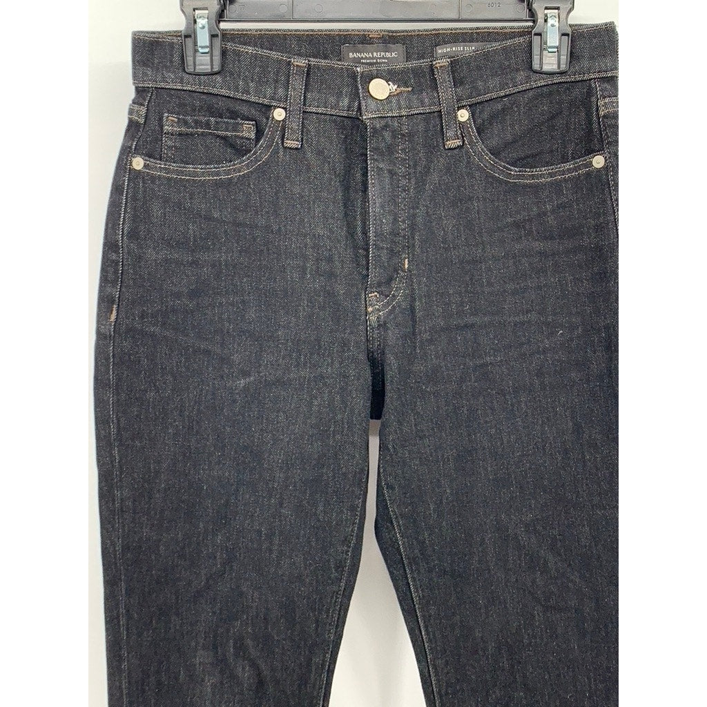 BANANA REPUBLIC Women's Black Wash Denim High-Rise Slim Jeans SZ 27