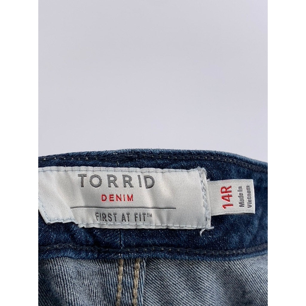 TORRID Women's Blue Denim First At Fit Flare Jeans SZ 14R